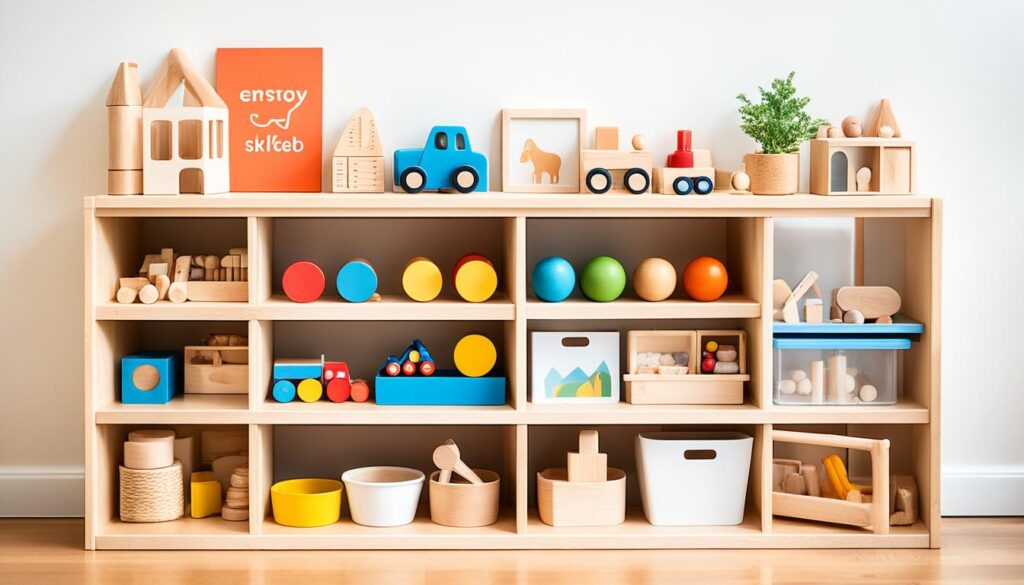 montessori toy shelf setup